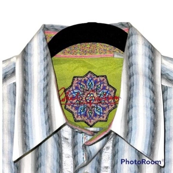 Robert Graham Men Maca Bana Button Down Shirt Flip Cuff Large GUC - Picture 5 of 6